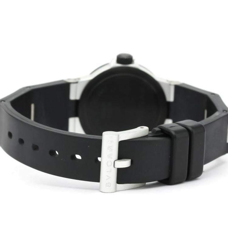 Pre Owned Bvlgari Black Carbon Fiber Aluminum Diagono AL 29 TA Women's Wristwatch 29 MM