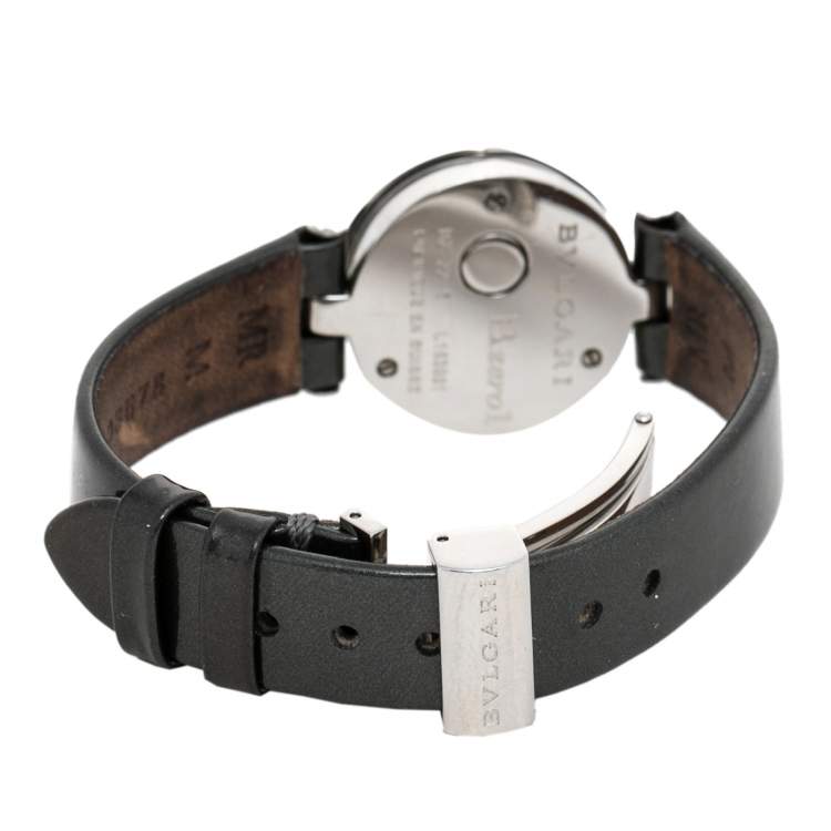 Pre Owned Bvlgari Grey Stainless Steel & Patent Leather B.Zero1 BZ 22 S Women's Wristwatch 22 mm