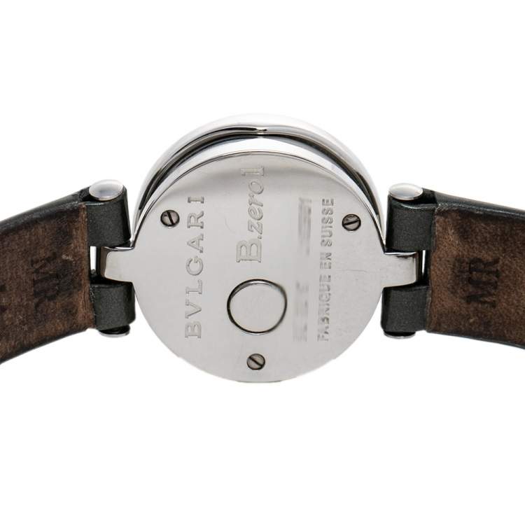 Pre Owned Bvlgari Grey Stainless Steel & Patent Leather B.Zero1 BZ 22 S Women's Wristwatch 22 mm