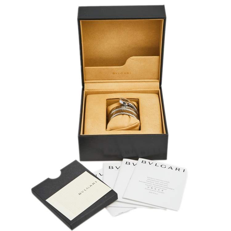 Pre Owned Bvlgari Black Stainless Steel Serpenti Tubogas BB 19 1TS Women's Wristwatch 19 mm 