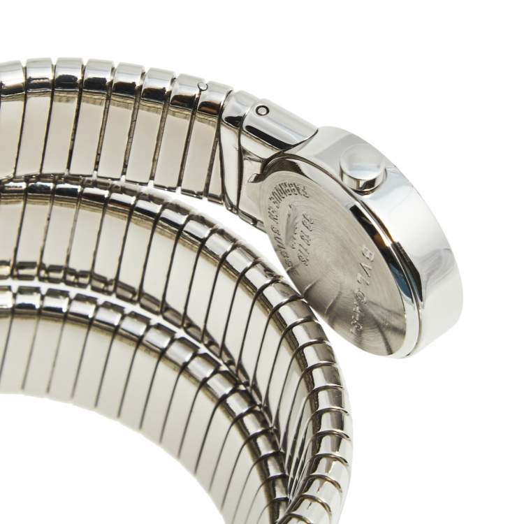 Pre Owned Bvlgari Black Stainless Steel Serpenti Tubogas BB 19 1TS Women's Wristwatch 19 mm 
