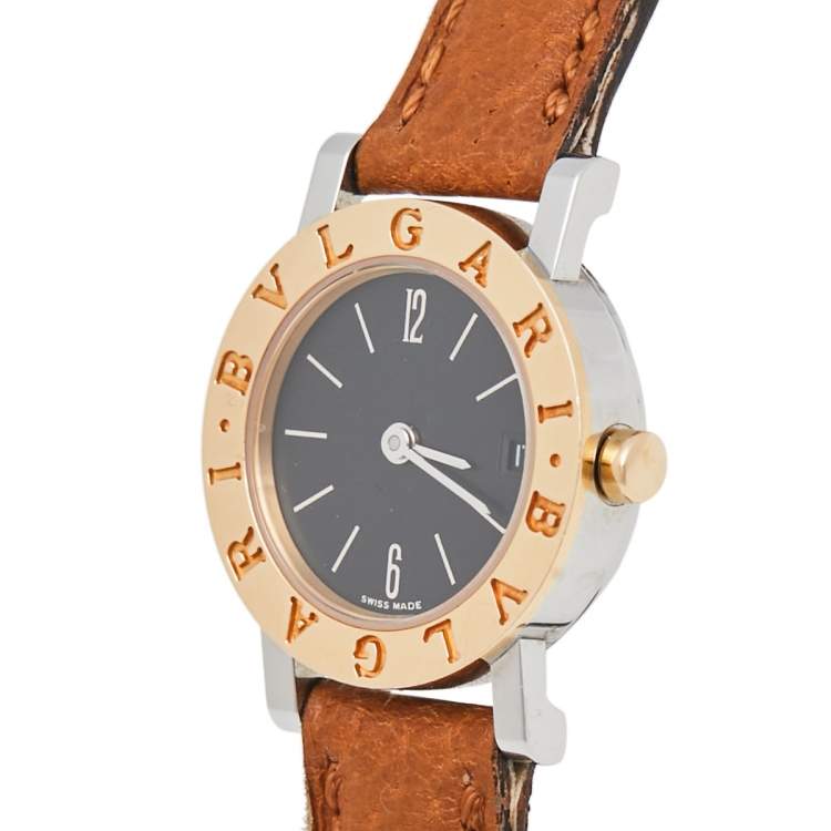 Pre Owned Bvlgari Black 18K Rose Gold Stainless Steel BB 23 SGL Women's Wristwatch 23 mm