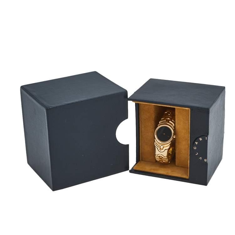 Pre Owned Bvlgari Black 18k Yellow Gold Parentesi BJ01 Women's Wristwatch 20 mm