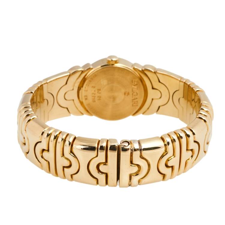 Pre Owned Bvlgari Black 18k Yellow Gold Parentesi BJ01 Women's Wristwatch 20 mm