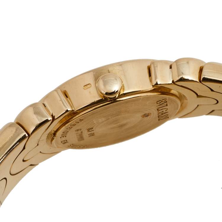 Pre Owned Bvlgari Black 18k Yellow Gold Parentesi BJ01 Women's Wristwatch 20 mm