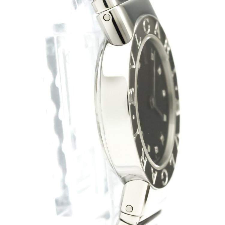 Pre Owned Bvlgari Black Diamonds Stainless Steel Tubogas BB26 2TS Quartz Women's Wristwatch 26 MM