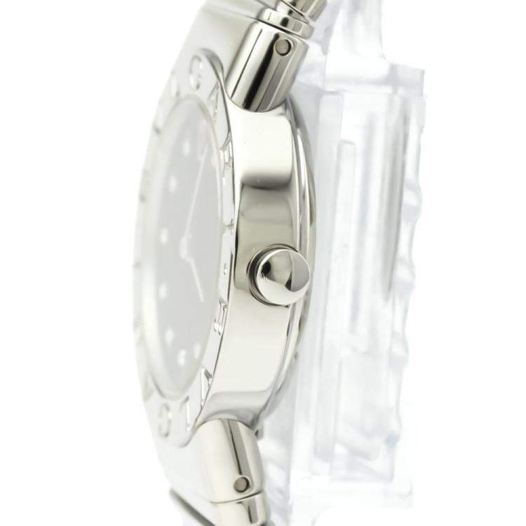 Pre Owned Bvlgari Black Diamonds Stainless Steel Tubogas BB26 2TS Quartz Women's Wristwatch 26 MM
