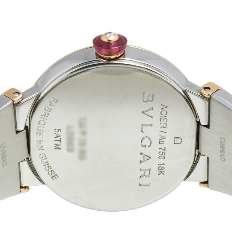 Pre Owned Bvlgari Mother of Pearl Diamond 18K Rose Gold Stainless Steel Lvcea 102194 Women's Wristwatch 28 mm