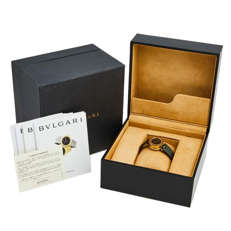 Pre Owned Bvlgari Black 18k Rose Gold Leather B.Zero1 BZ22G Women's Wristwatch 22 mm 