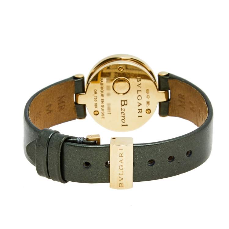 Pre Owned Bvlgari Black 18k Rose Gold Leather B.Zero1 BZ22G Women's Wristwatch 22 mm 