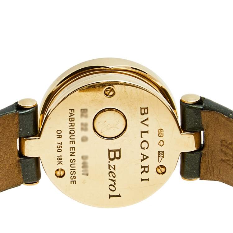 Pre Owned Bvlgari Black 18k Rose Gold Leather B.Zero1 BZ22G Women's Wristwatch 22 mm 