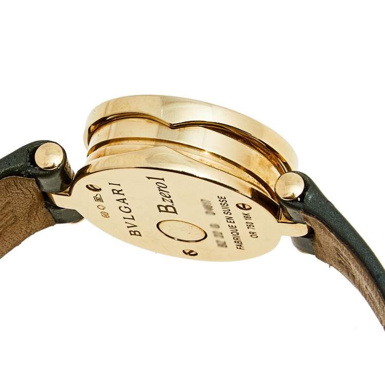 Pre Owned Bvlgari Black 18k Rose Gold Leather B.Zero1 BZ22G Women's Wristwatch 22 mm 