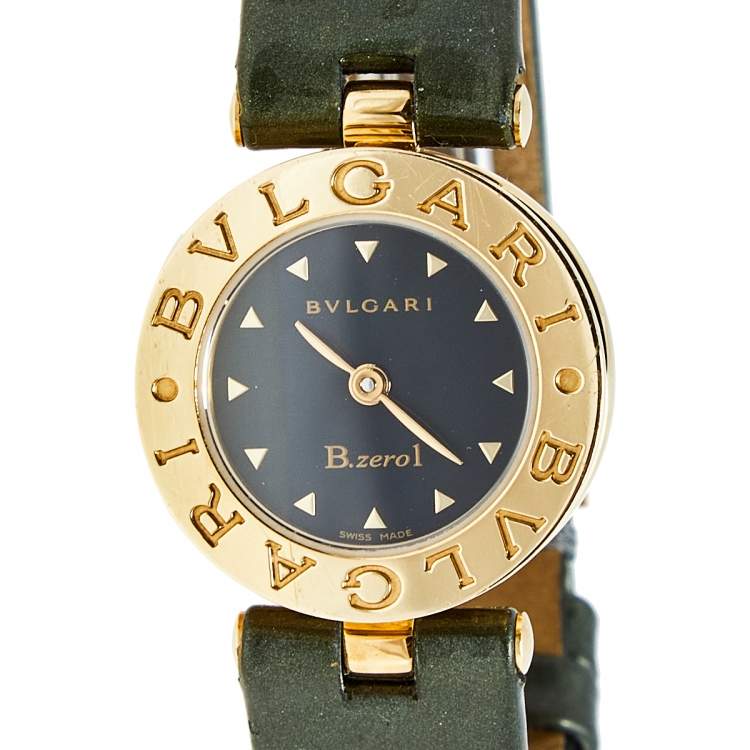 Pre Owned Bvlgari Black 18k Rose Gold Leather B.Zero1 BZ22G Women's Wristwatch 22 mm 