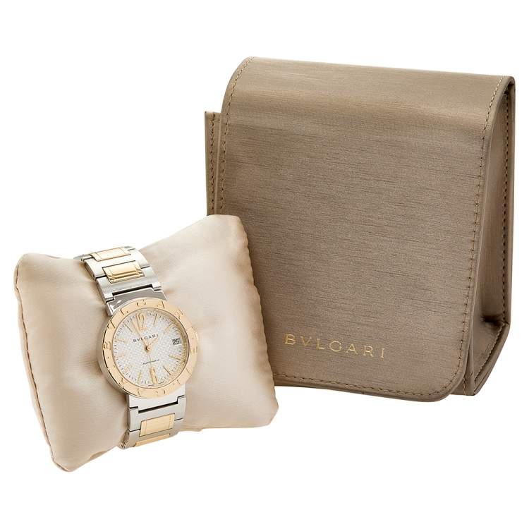 Pre Owned Bvlgari Silver White 18K Yellow Gold Stainless Steel Bvlgari BB33SSAUTO Women's Wristwatch 33 mm