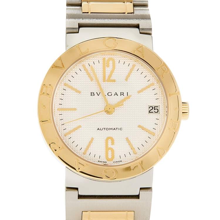 Pre Owned Bvlgari Silver White 18K Yellow Gold Stainless Steel Bvlgari BB33SSAUTO Women's Wristwatch 33 mm