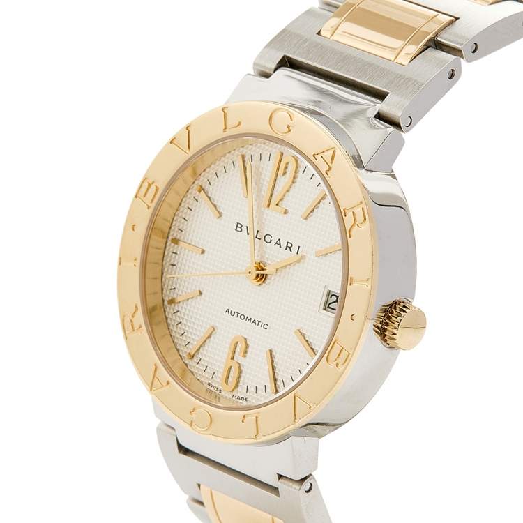 Pre Owned Bvlgari Silver White 18K Yellow Gold Stainless Steel Bvlgari BB33SSAUTO Women's Wristwatch 33 mm