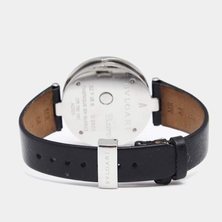 مملوكة مسبقًا Bvlgari Double Heart Diamond 18k Rose Gold Stainless Steel Leather B.zero1 BZP35S Women's Wristwatch 35 mm