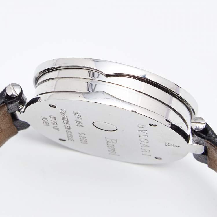 مملوكة مسبقًا Bvlgari Double Heart Diamond 18k Rose Gold Stainless Steel Leather B.zero1 BZP35S Women's Wristwatch 35 mm