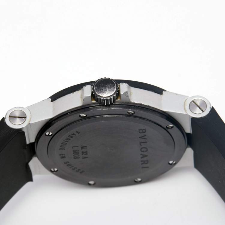 Pre Owned Bvlgari Cream Aluminium Rubber Diagono AL32TA Women's Wristwatch 32 mm 