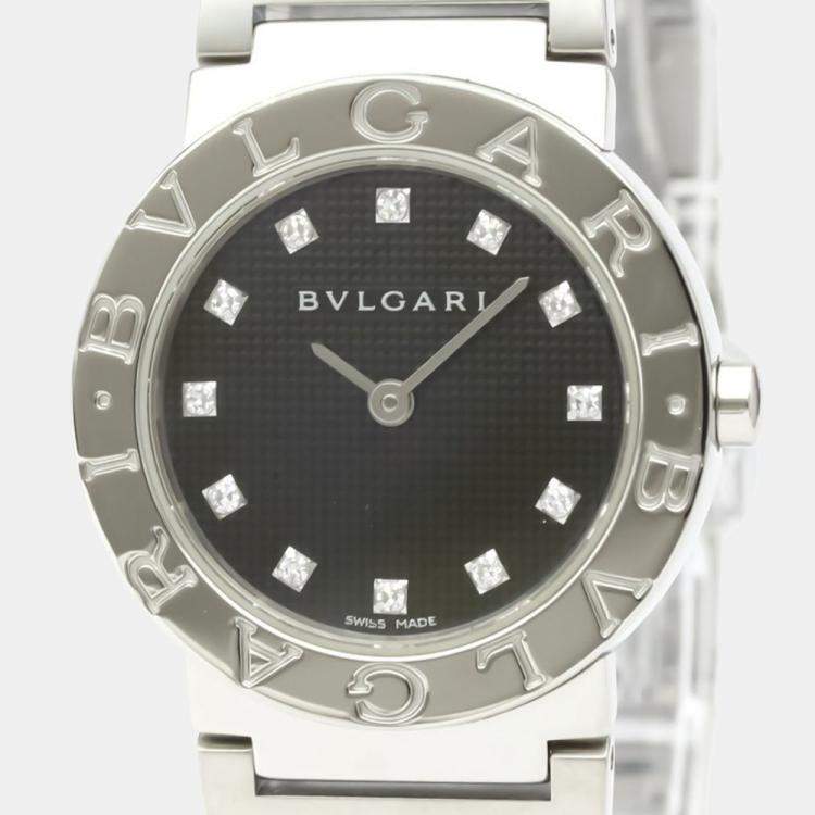 Pre Owned Bvlgari Black Stainless Steel Bvlgari BB26SS Women's Wristwatch 26 MM