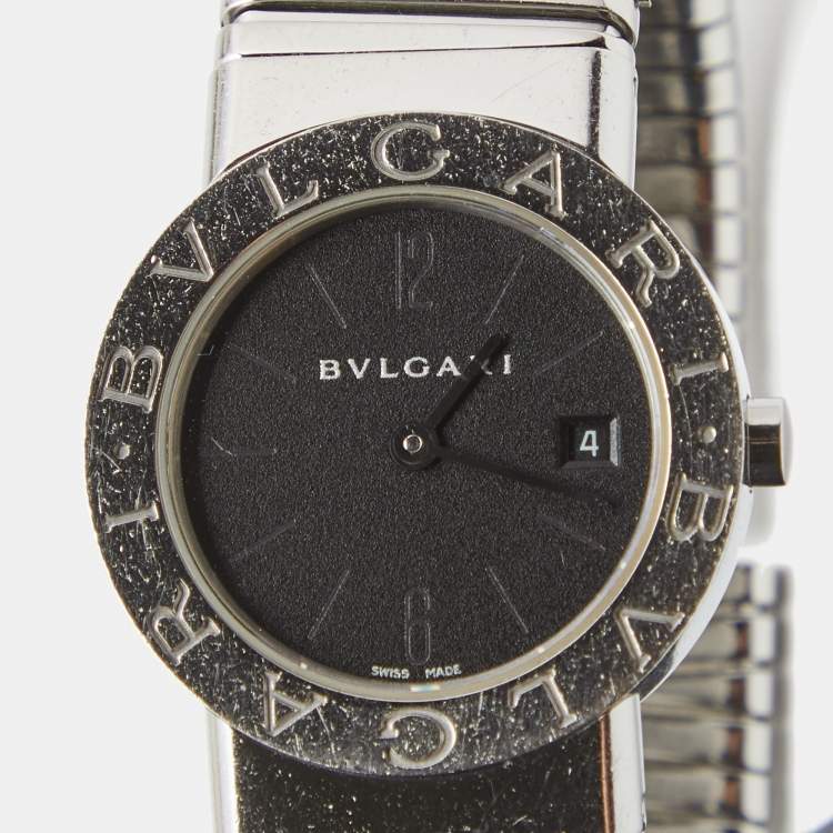 Pre Owned Bvlgari Black Stainless Steel Tubogas BB262TS Women's Wristwatch 26 mm