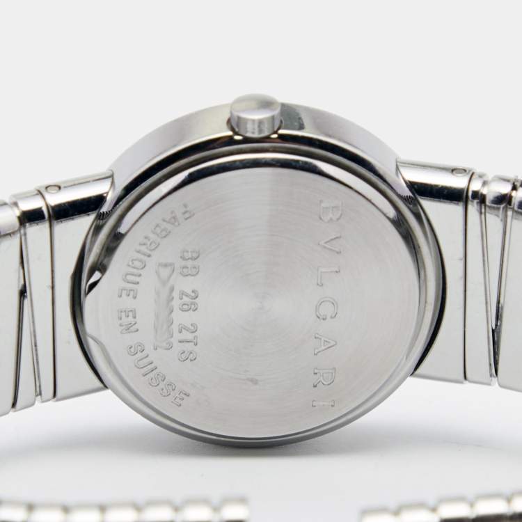 Pre Owned Bvlgari Black Stainless Steel Tubogas BB262TS Women's Wristwatch 26 mm