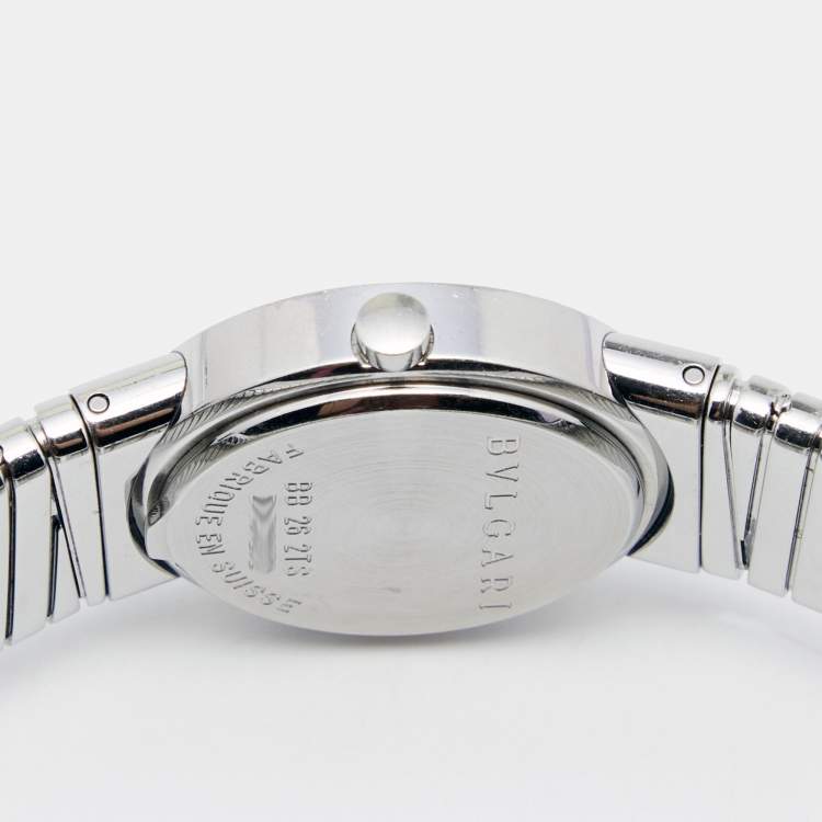 Pre Owned Bvlgari Black Stainless Steel Tubogas BB262TS Women's Wristwatch 26 mm