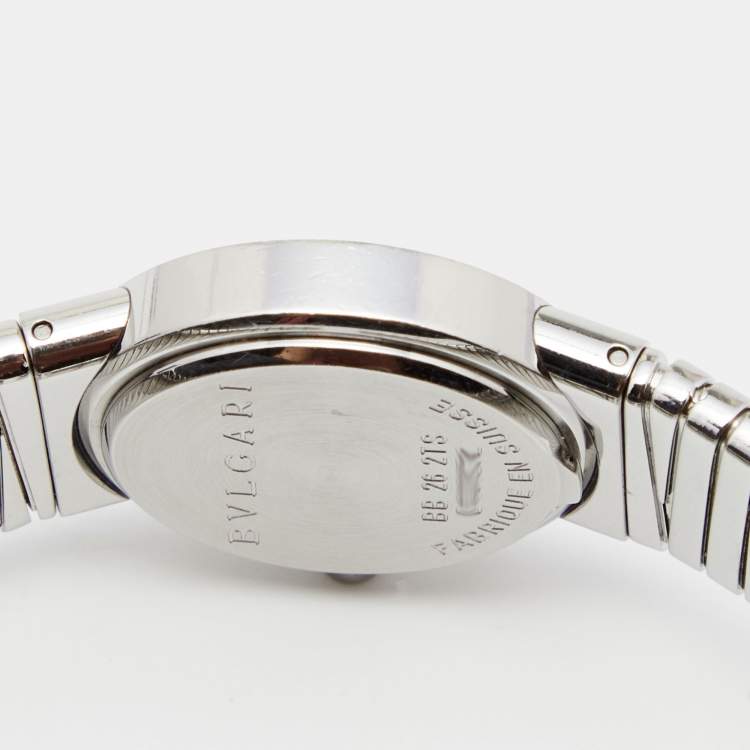 Pre Owned Bvlgari Black Stainless Steel Tubogas BB262TS Women's Wristwatch 26 mm