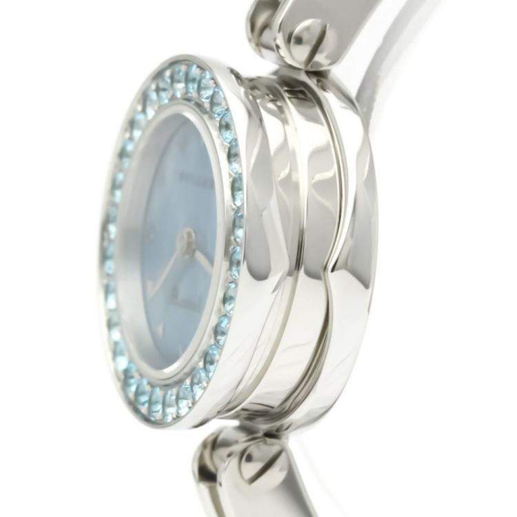 Pre Owned Bvlgari Blue Diamond Stainless Steel B.Zero1 BZ22S Women's Wristwatch 22 mm