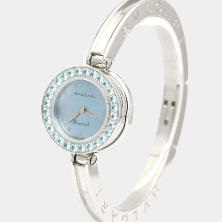 Pre Owned Bvlgari Blue Diamond Stainless Steel B.Zero1 BZ22S Women's Wristwatch 22 mm