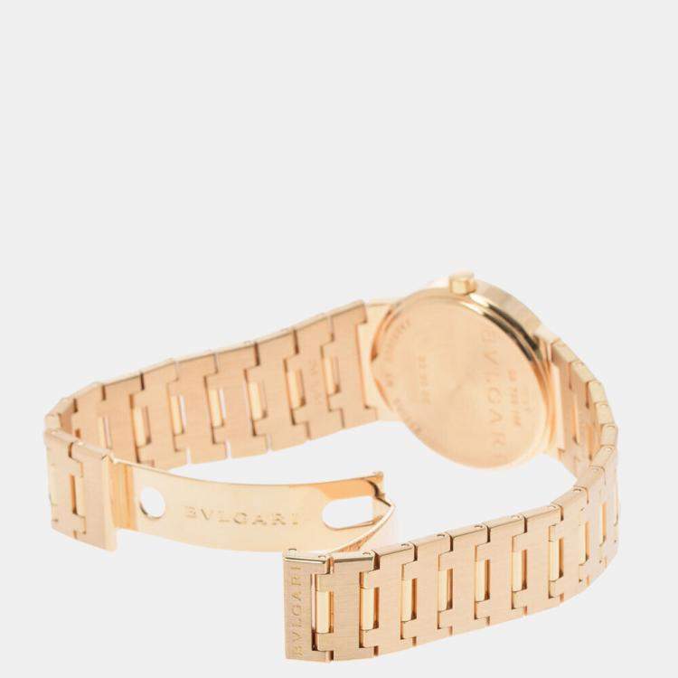 Pre Owned Bvlgari Black 18k Yellow Gold Bvlgari Bvlgari BB30GG Quartz Women's Wristwatch 30 mm