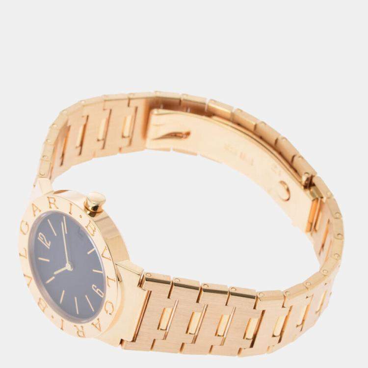 Pre Owned Bvlgari Black 18k Yellow Gold Bvlgari Bvlgari BB30GG Quartz Women's Wristwatch 30 mm