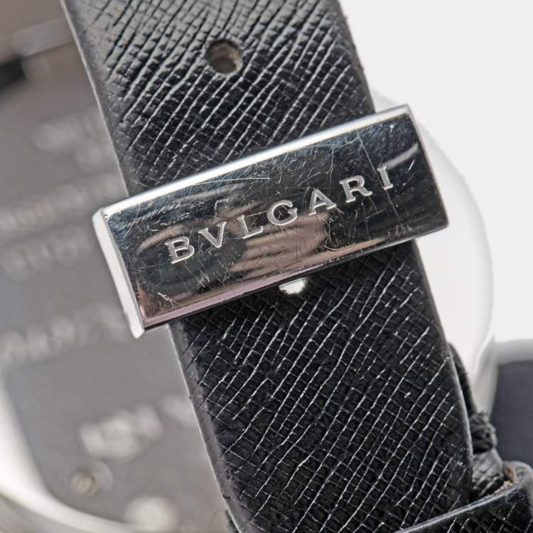 Pre Owned Bvlgari Black Interlocking Heart Motif 18K Rose Gold Stainless Steel Diamond Leather B.Zero1 BZP35S Womens' Wristwatch 35 mm