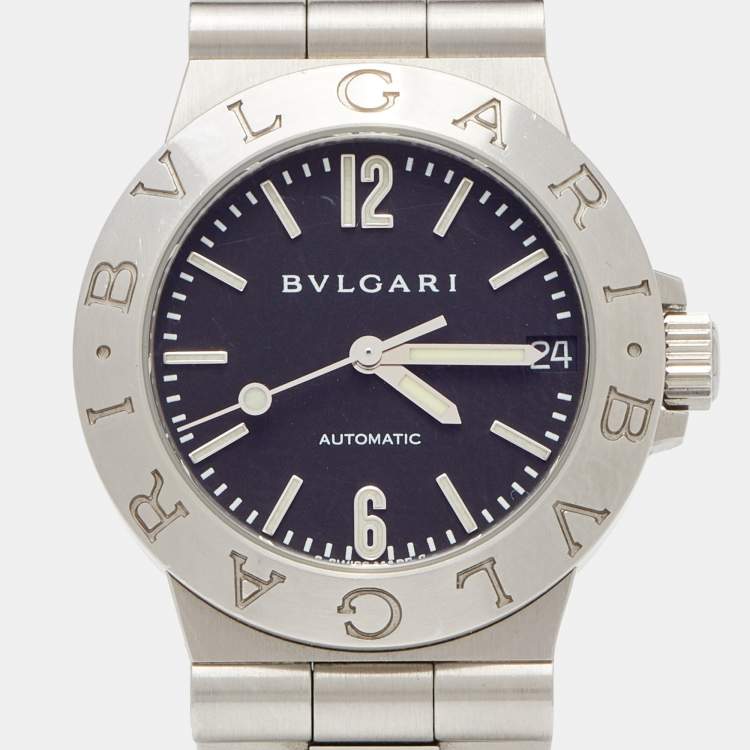 Pre Owned Bvlgari Black Stainless Steel Diagono LCV 29 S Women's Wristwatch 29 mm