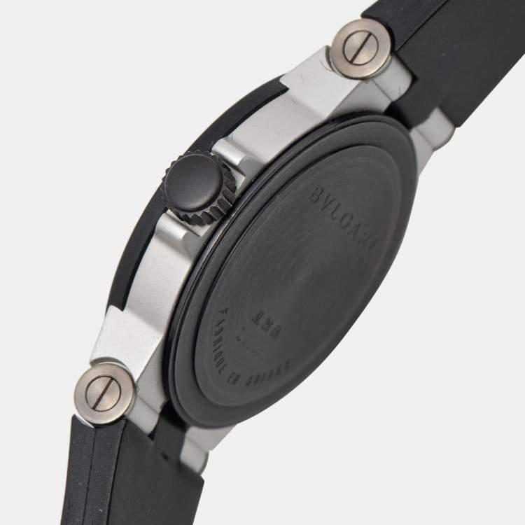 Pre Owned Bvlgari Silver Two-Tone Aluminum Rubber Diagono AL29TA Women's Wristwatch 29 mm