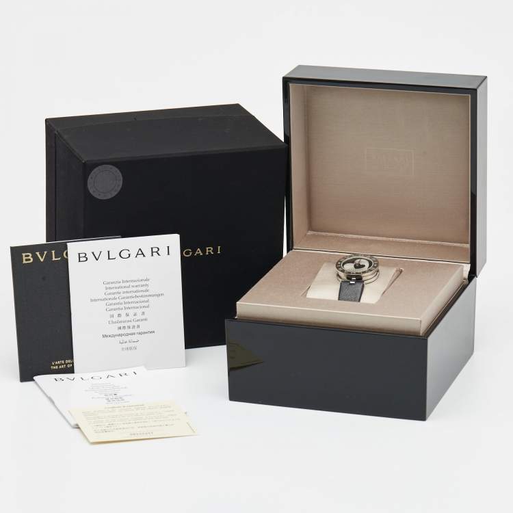Pre Owned Bvlgari Black Stainless Steel Leather B.Zero1 BZ30S Women's Wristwatch 30 mm