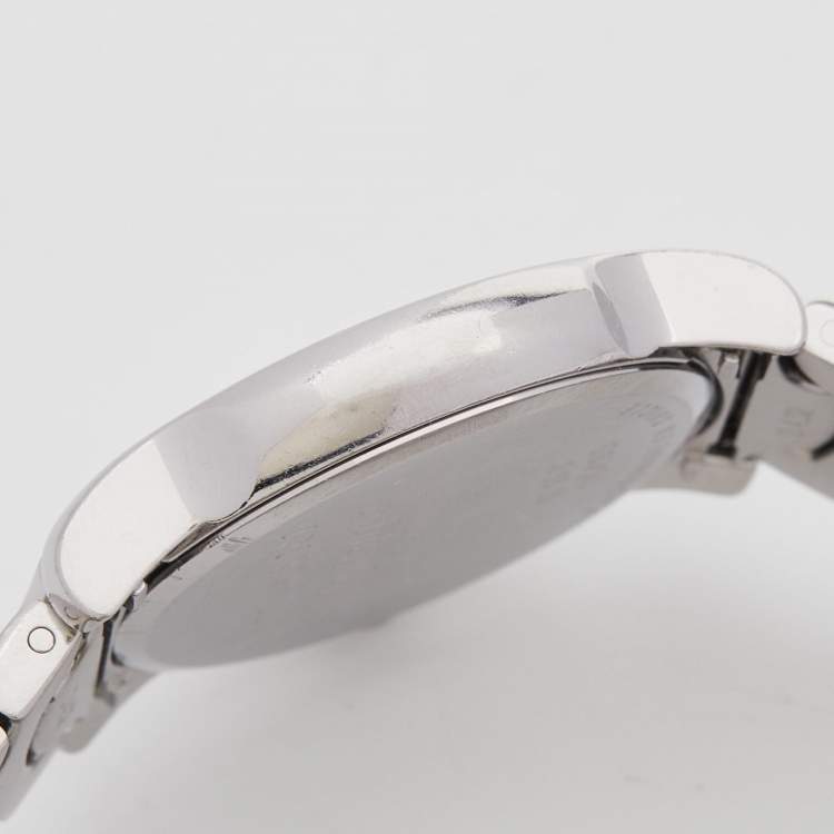 Pre Owned Bvlgari White Stainless Steel Solotempo ST35S Unisex Wristwatch 35 mm