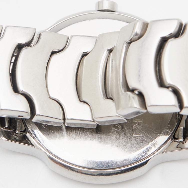 Pre Owned Bvlgari White Stainless Steel Solotempo ST35S Unisex Wristwatch 35 mm