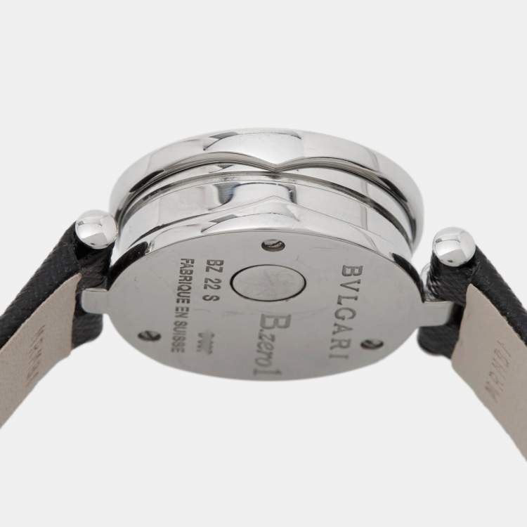Pre Owned Bvlgari Black Stainless Steel Calf B.zero1 Bz22s Women's Wristwatch 22 mm 