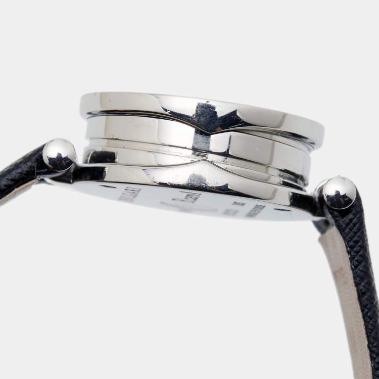 Pre Owned Bvlgari Black Stainless Steel Calf B.zero1 Bz22s Women's Wristwatch 22 mm 