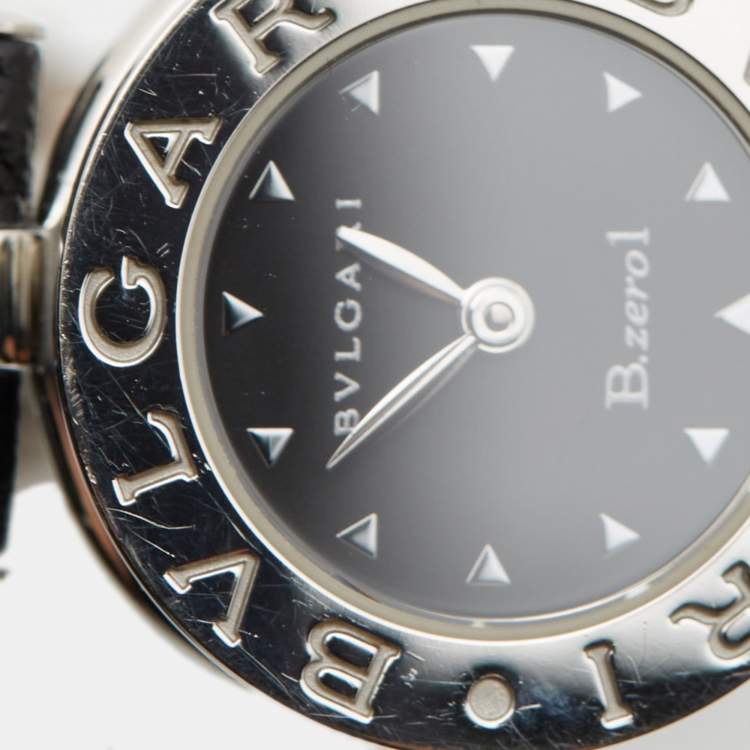 Pre Owned Bvlgari Black Stainless Steel Calf B.zero1 Bz22s Women's Wristwatch 22 mm 
