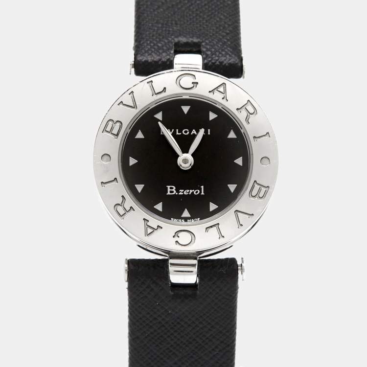 Pre Owned Bvlgari Black Stainless Steel Calf B.zero1 Bz22s Women's Wristwatch 22 mm 