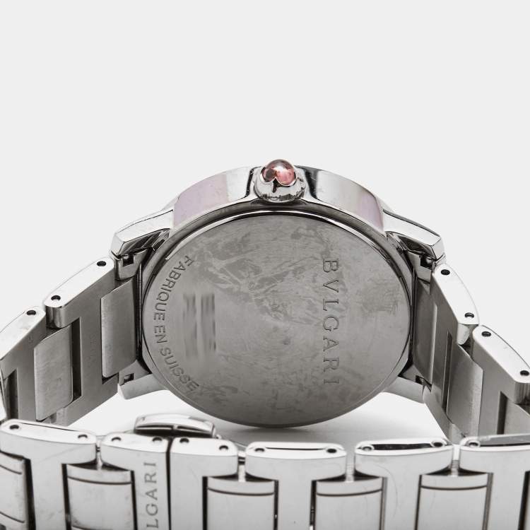 Pre Owned Bvlgari Mother Of Pearl Diamond Stainless Steel Bvlgari Bvlgari 102375 Women's Wristwatch 33 mm