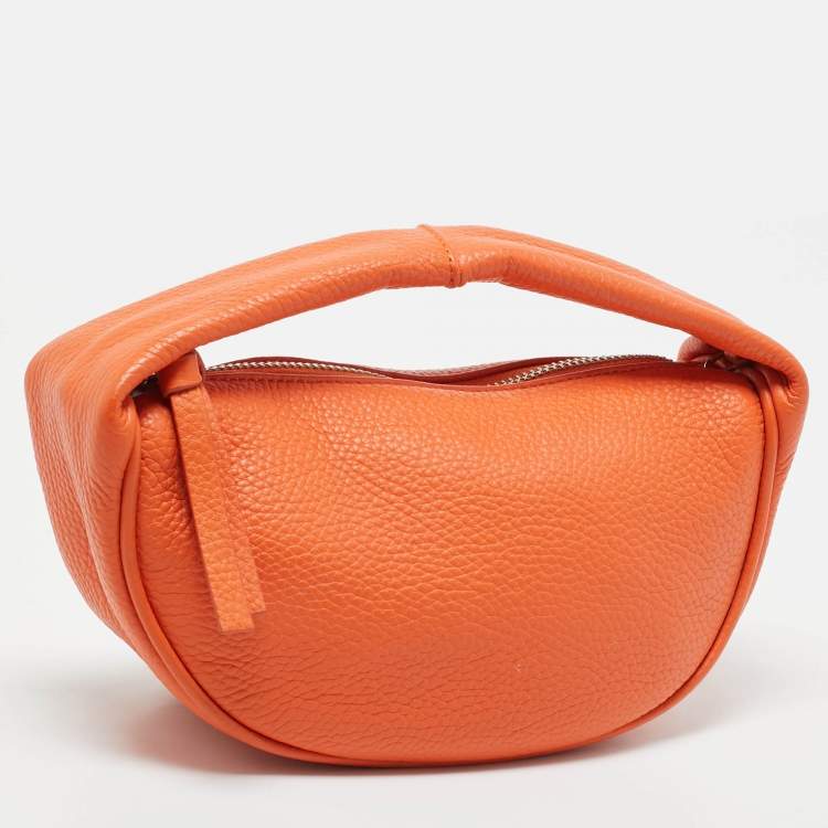 Pre Owned By Far Orange Leather Mini Hobo
