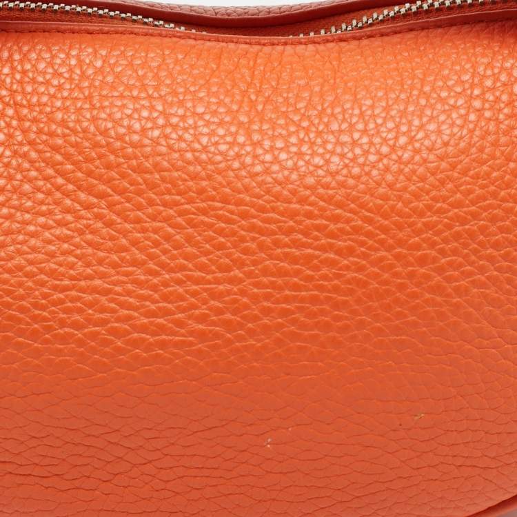 Pre Owned By Far Orange Leather Mini Hobo