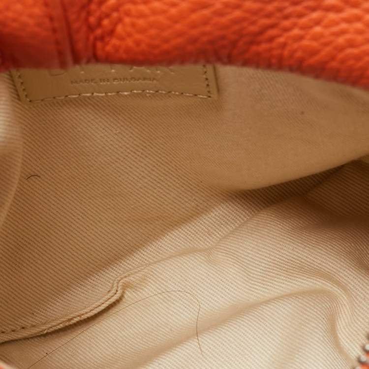 Pre Owned By Far Orange Leather Mini Hobo