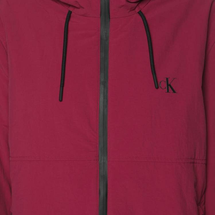 Pre Owned Calvin Klein Magenta Nylon Hoodie Jacket L