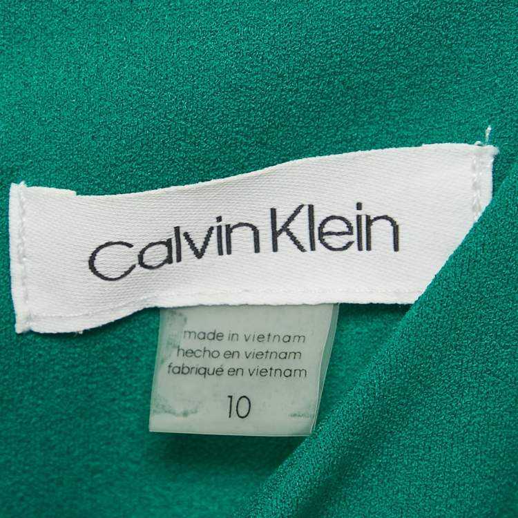 مملوكة مسبقًا Calvin Klein Green Knit Knee-Length Dress M