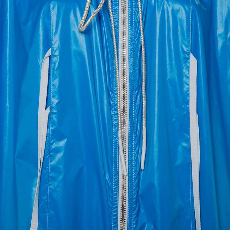 Pre Owned Calvin Klein Blue Synthetic Zip Front Oversized Rain Overcoat M