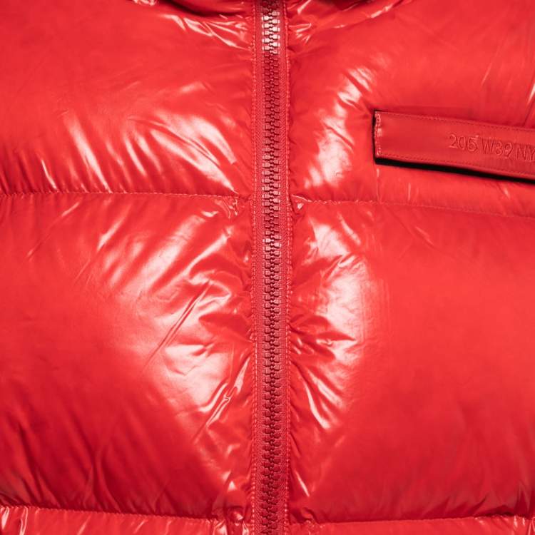 Pre Owned Calvin Klein Red Down Synthetic Zip Front Puffer Jacket M